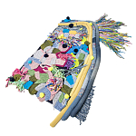 Ковер разноцветный из джинсовой одежды и армейских палаток Upcycling варинант исполнения - 1 | Loft Concept в Краснодаре