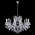 Люстра подвесная с 12-ю лампочками и прозрачными хрустальными подвесками на хромированном основании Crystal lamps варинант исполнения - 2 | Loft Concept в Краснодаре