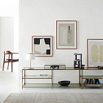 ТВ-тумба из стекла и металла Tingey Metal Glass TV Stand варинант исполнения - 4 | Loft Concept в Краснодаре