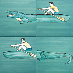 Плитка с узором Крокодил байдарочник варинант исполнения - 2 | Loft Concept в Краснодаре