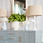 Настольная лампа с белым каркасом и тканевым абажуром Natural Stems варинант исполнения - 3 | Loft Concept в Краснодаре