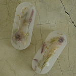 Подставка под благовония из эпоксидной смолы с цветами белая Epoxy Resin Flowers Incense Oval Stand White варинант исполнения - 2 | Loft Concept в Краснодаре