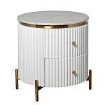 Тумбочка белая круглая с мраморной столешницей Thoroughbass варинант исполнения - 4 | Loft Concept в Краснодаре