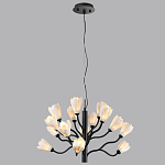 Люстра подвесная черного цвета с ветвями и белыми фарфоровыми цветами Floralis варинант исполнения - 5 | Loft Concept в Краснодаре