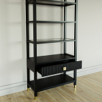 Стеллаж Elsa Dreams Black со стеклянными полками и ящиком варинант исполнения - 3 | Loft Concept в Краснодаре