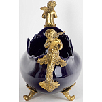 Чаша темно-синяя фарфоровая с бронзовыми ручками в виде ангелов Eden Garden варинант исполнения - 2 | Loft Concept в Краснодаре