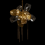 Люстра подвесная со стеклянными плафонами из дымчатого и золотистого с шестью вертикальными подвесками Gilded Mirage  варинант исполнения - 8 | Loft Concept в Краснодаре