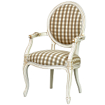 Стул с подлокотниками и круглой спинкой  Checkered Upholstery Chair обивка в клетку варинант исполнения - 1 | Loft Concept в Краснодаре