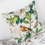 Декоративная подушка бежевая с изображением птица в саду Blooming Birds варинант исполнения - 3 | Loft Concept в Краснодаре