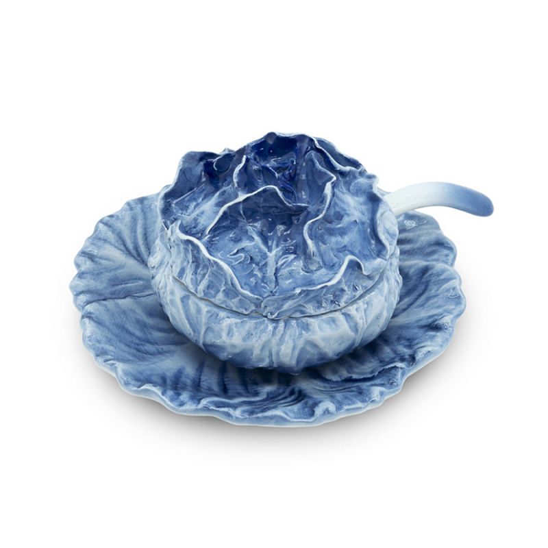 Супница SOUP BOWL CABBAGE SMALL W/PLATE D13 Blue Сапфирово-синий в Краснодаре | Loft Concept 