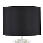 Настольная лампа с декором в виде белого цветка магнолии на каркасе и черным абажуром White Magnolia варинант исполнения - 2 | Loft Concept в Краснодаре