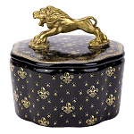 Шкатулка черного цвета с крышкой с фигуркой льва Eden Garden варинант исполнения - 1 | Loft Concept в Краснодаре