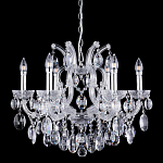 Люстра подвесная с 6-ю лампочками и прозрачными хрустальными подвесками на хромированном основании Crystal lamps варинант исполнения - 1 | Loft Concept в Краснодаре