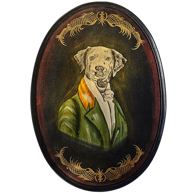Картина в овальной раме Chinoiserie Grey Dog Portrait Мульти Черный Зеленый Картина в овальной раме Chinoiserie Grey Dog Portrait Мульти Черный Зеленый в Краснодаре | Loft Concept