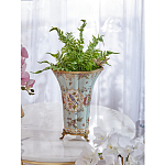 Ваза голубого цвета из фарфора с цветочным рисунком и бронзовой стрекозой Blue Garden варинант исполнения - 5 | Loft Concept в Краснодаре