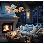 Люстра круглая на золотом каркасе с цветочным декором Miscellaneous herbs варинант исполнения - 6 | Loft Concept в Краснодаре