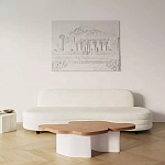 Дизайнерский журнальный стол с фигурной столешницей на белом основании Holarisex варинант исполнения - 2 | Loft Concept в Краснодаре