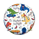 Пуф детский круглый с принтом на 4-х белых ножках Dinosaurs CHILDHOOD варинант исполнения - 2 | Loft Concept в Краснодаре