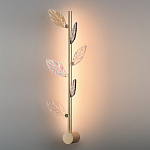 Бра с золотистой вертикальной трубкой и декоративными прозрачными листьями из стекла Sylva  варинант исполнения - 4 | Loft Concept в Краснодаре