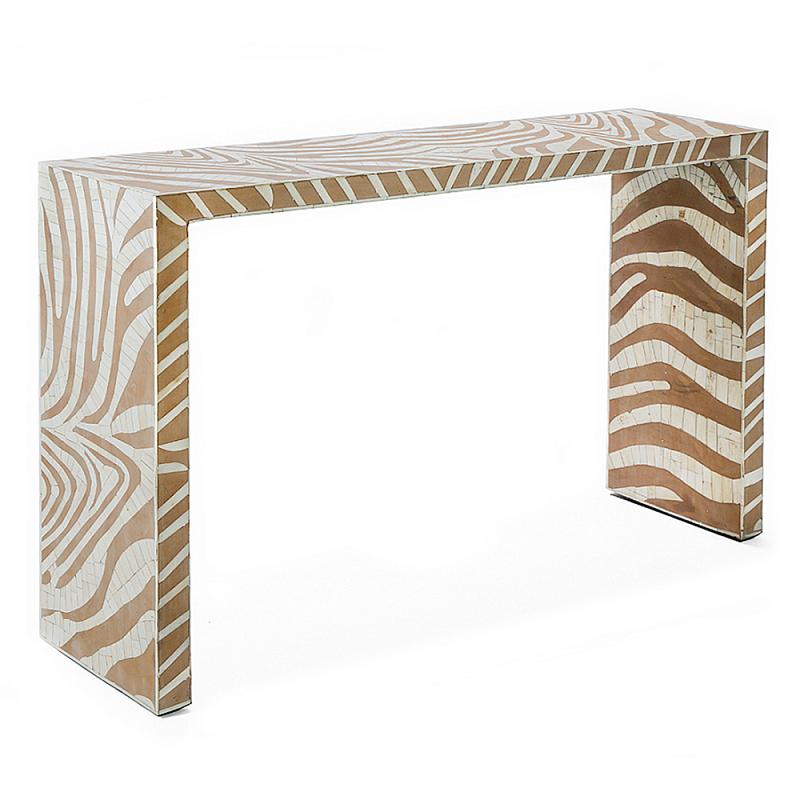Консоль Дизайнерская Kenya Console ZEBRA Bone Inlay Beige ivory ( слоновая кость ) Бежевый в Краснодаре | Loft Concept 
