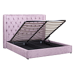 Кровать двуспальная фиолетовая с основанием из массива дерева с мягким изголовьем Velour Beds варинант исполнения - 2 | Loft Concept в Краснодаре