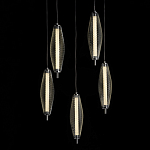 Люстра круглая каскадня с 5-ю плафонами из металлической сетки Mesh Lampshade Lighting варинант исполнения - 3 | Loft Concept в Краснодаре