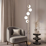 Торшер на золотом основании с 5-ю белыми шарообразными плафонами Bubble варинант исполнения - 4 | Loft Concept в Краснодаре