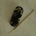 Подставка под благовония из эпоксидной смолы с цветами черная Epoxy Resin Flowers Incense Oval Stand Black варинант исполнения - 3 | Loft Concept в Краснодаре