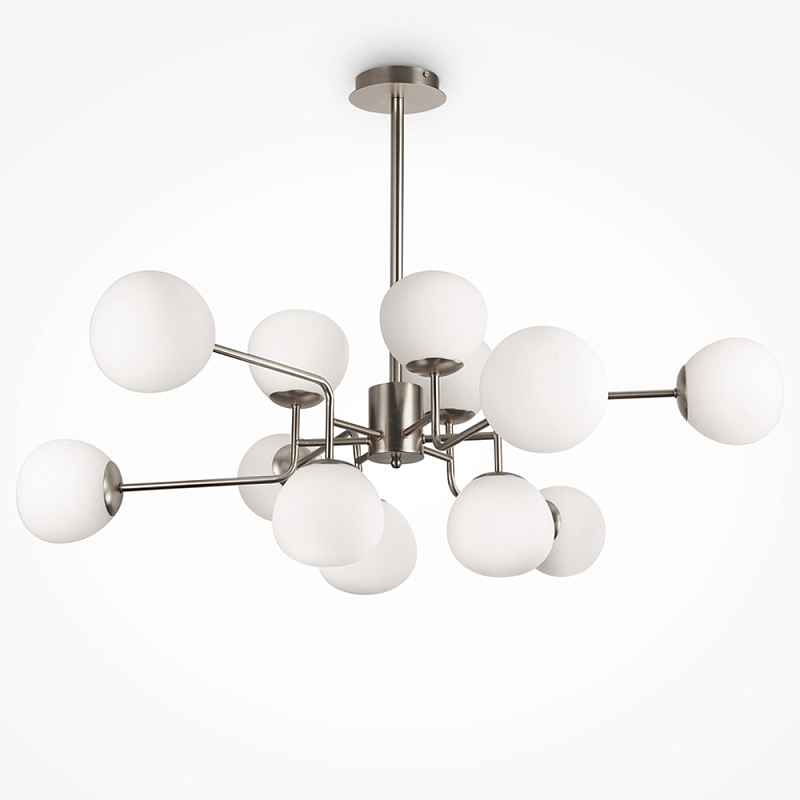 Люстра Tiepolo Ball Chandelier Nickel 12 Никель Белый в Краснодаре | Loft Concept 