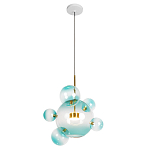 Подвесной светильник с прозрачными бирюзовыми стеклянными шарами и золотыми деталями Диаметр 46 Giopato & Coombes варинант исполнения - 1 | Loft Concept в Краснодаре