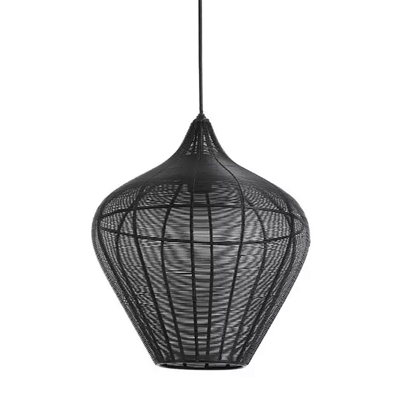 Подвесной светильник в форме купола с плетеным металлическим абажуром Wicker Iron Lamp Черный в Краснодаре | Loft Concept 