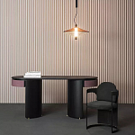 Дизайнерский письменный стол овальной формы с 2-мя выдвижными ящиками по бокам Parsec варинант исполнения - 1 | Loft Concept в Краснодаре