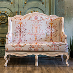 Двухместный диван из массива бука серый с растительным орнаментом Raffael Blue Grey Sofa варинант исполнения - 7 | Loft Concept в Краснодаре