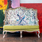 Диван из натурального бука бежевый с изображением птиц и цветов Beige Green Chinoiserie Garden Sofa варинант исполнения - 11 | Loft Concept в Краснодаре