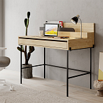 Стол письменный с выдвижным ящиком цвета древесины LEILA WORKING TABLE OAK ANTHRACITE варинант исполнения - 3 | Loft Concept в Краснодаре