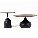 Столик журнальный с круглой деревянной столешницей на черном фактурном основании Bourgeon варинант исполнения - 3 | Loft Concept в Краснодаре