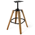 Барный стул со спинкой и металлической подставкой на 4-х деревянных ножках Зеленый Велюр Vendramin Chair варинант исполнения - 4 | Loft Concept в Краснодаре