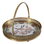 Блюдо фарфоровое с бронзовой ручкой Paradise Dish with Handle варинант исполнения - 1 | Loft Concept в Краснодаре