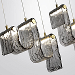 Подвесной светильник линейный с плафонами волнистой формы из фактурного стекла Big Wave варинант исполнения - 5 | Loft Concept в Краснодаре