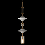 Подвесной светильник с белыми стеклянными элементами и бронзовыми вставками Высота 90 см Gabriel Scott Luna варинант исполнения - 6 | Loft Concept в Краснодаре