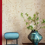 Обои с вышивкой ручной работы Glyph Original colourway on wool sateen варинант исполнения - 2 | Loft Concept в Краснодаре