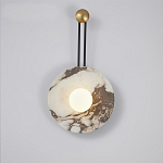 Бра круглое с каменным основанием и плафоном из стекла в форме шара Shaw Marble Lighting варинант исполнения - 1 | Loft Concept в Краснодаре