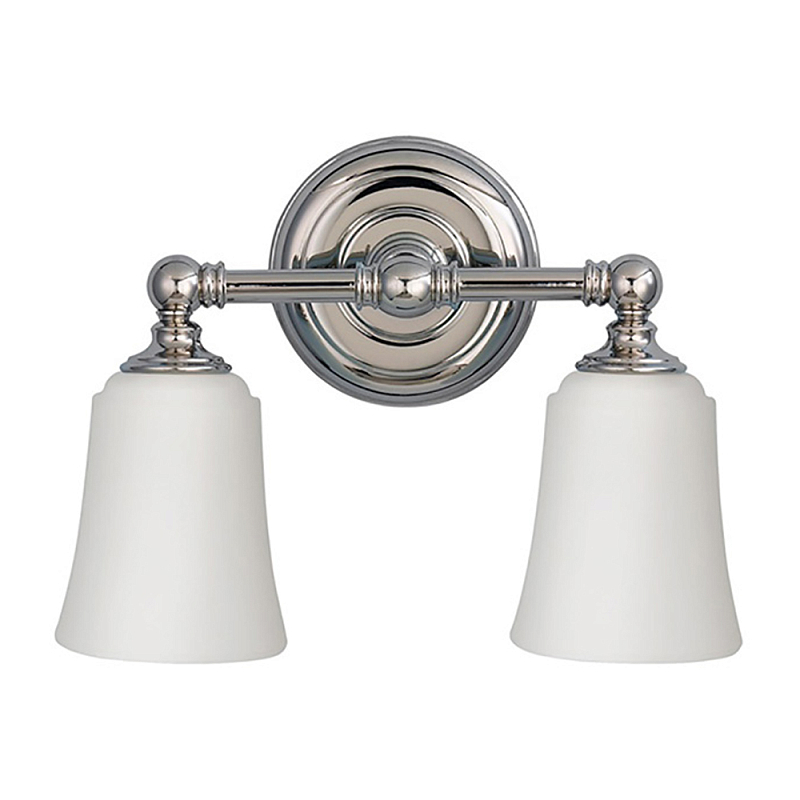 Бра для ванных комнат с 2-мя белыми плафонами в форме колокола на круглом основании цвета хром Feiss Хром Белый в Краснодаре | Loft Concept 