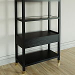 Стеллаж Elsa Dreams Black со стеклянными полками и ящиком варинант исполнения - 6 | Loft Concept в Краснодаре