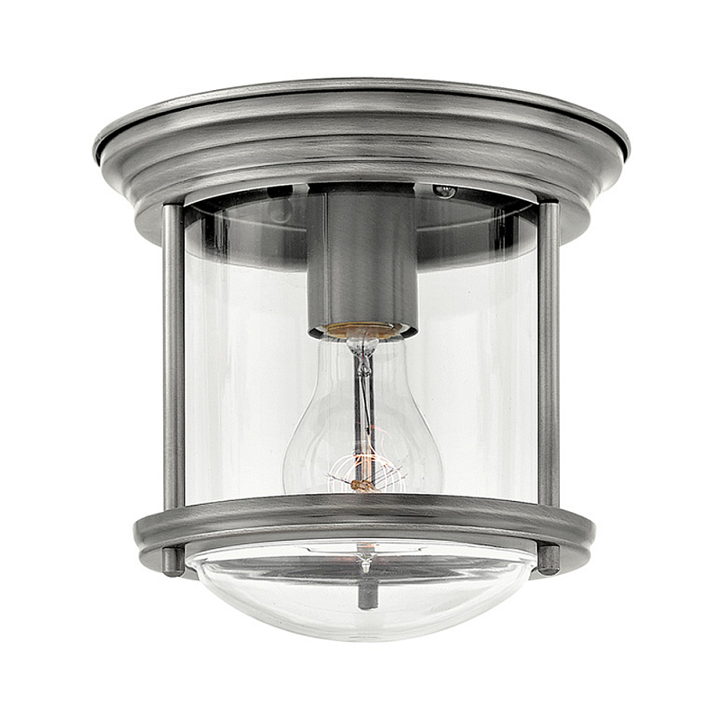 Потолочный светильник для ванных комнат с цилиндрическим стеклянным плафоном и одной лампой Hinkley Никель Белый Бронза Прозрачное Стекло Хром в Краснодаре | Loft Concept 