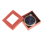 Зеркало карманное круглое двухстороннее из натурального камня Содалит в подарочной упаковке Gold Stone Mirrors варинант исполнения - 3 | Loft Concept в Краснодаре