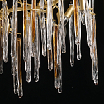 Люстра линейная золотого цвета с декоративными ветвями и длинными стеклянными подвесками в форме сосулек Droplet Chandelier варинант исполнения - 5 | Loft Concept в Краснодаре
