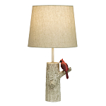 Настольная лампа с тканевым абажуром и основанием в виде птицы на дереве Simurq варинант исполнения - 1 | Loft Concept в Краснодаре