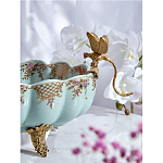 Чаша из голубого фарфора на бронзовых ножках с рисунком цветов и фигурками стрекоз Blue Garden варинант исполнения - 6 | Loft Concept в Краснодаре