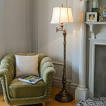 Торшер классического стиля цвета темная бронза с бежевым льяным абажуром Feiss варинант исполнения - 2 | Loft Concept в Краснодаре